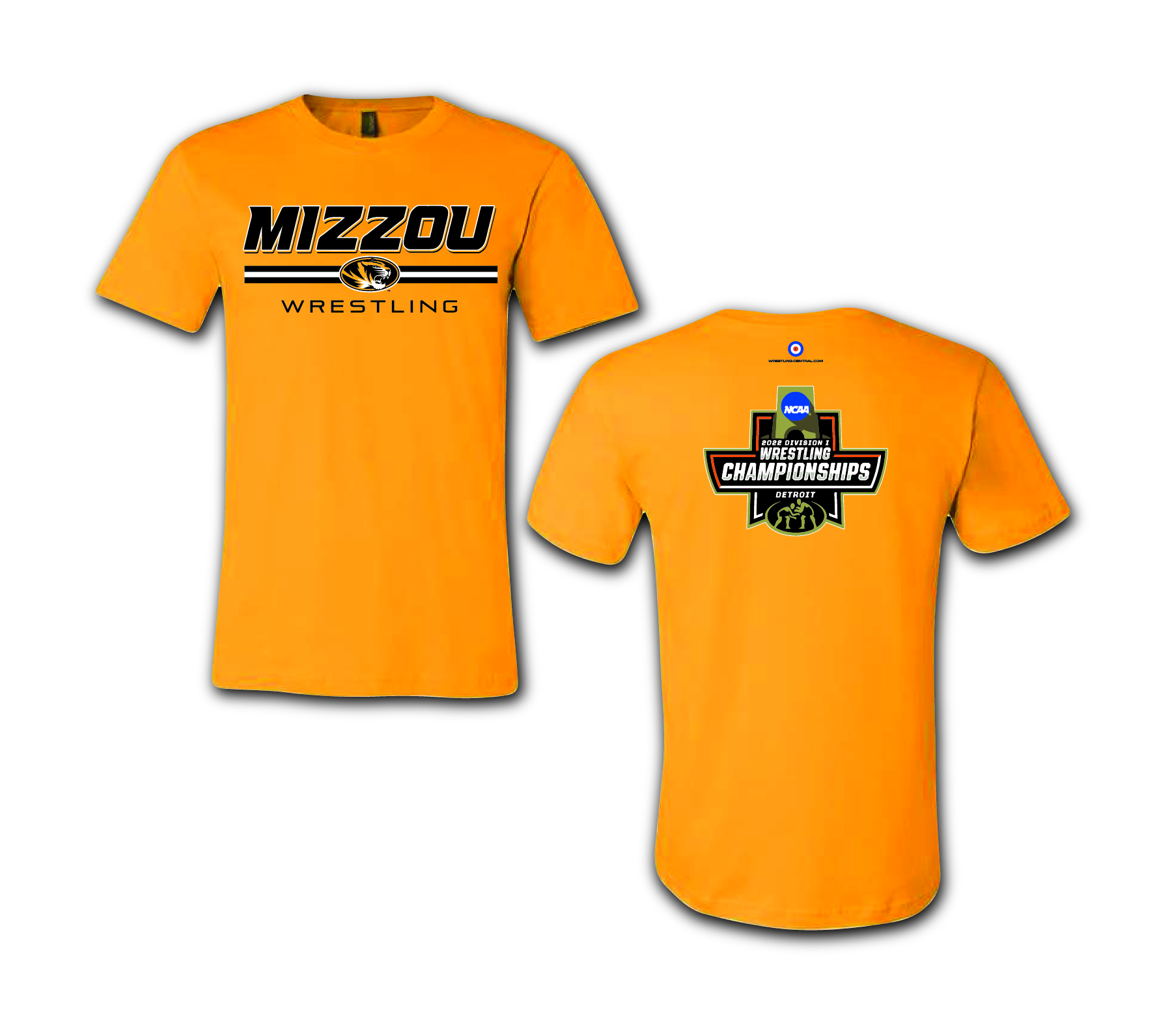 NCAA MIZZOU Wrestling / 2022 Detroit S/S T-Shirt, color: Gold - Click Image to Close